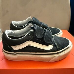 Vans Black and White Old Skool Sneakers with Velcro